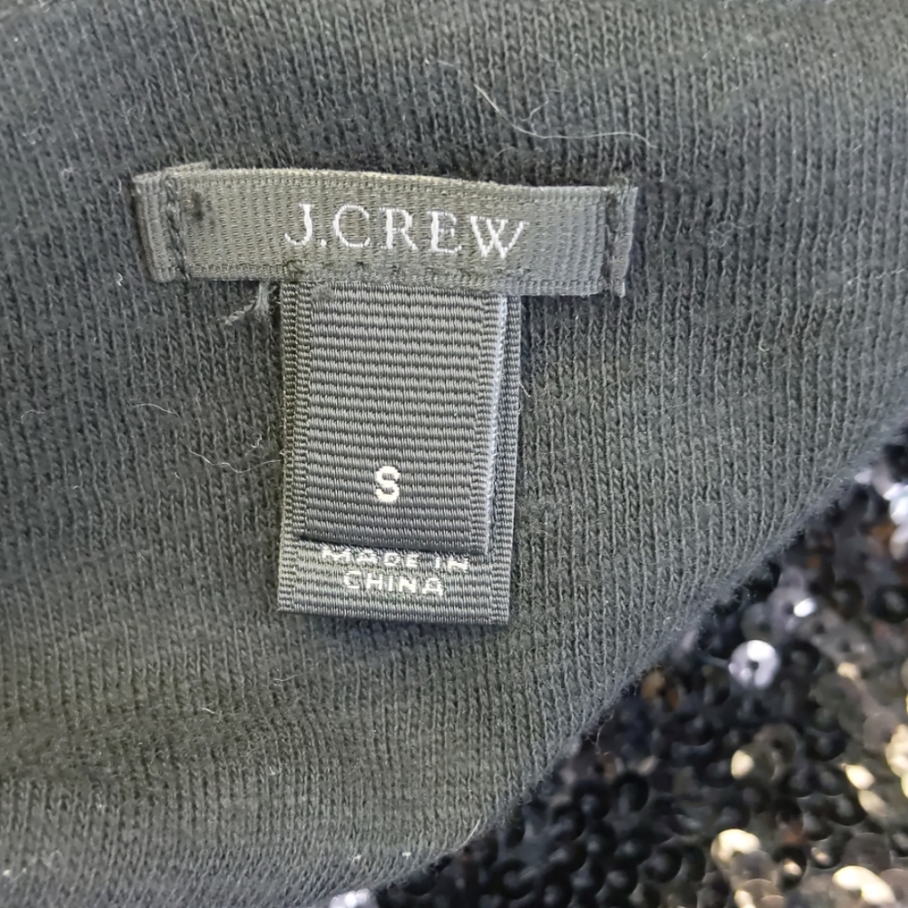 J. Crew Black/White Dots Sequin Basic Tee Top-Sz S - image 5